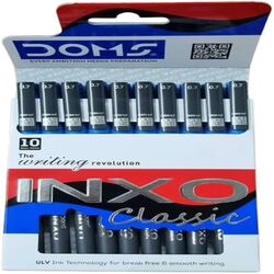 DOMS INXO Classic Ball Point Pen- Blue or Black - Pack of 10